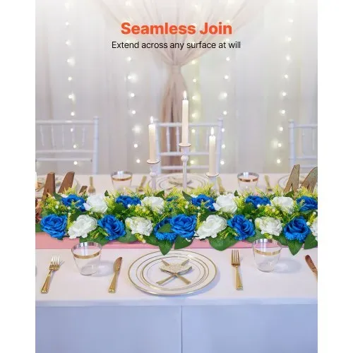 VEVOR Kunstblumen, 10 Stück, 500x220x120 mm, Blumenkugeln, Tischdekoration für Hochzeiten, Kunstrosen-Arrangements für Hochzeitsmittelstücke, Heimdekoration, blaue und weiße Rosen – Bild 3