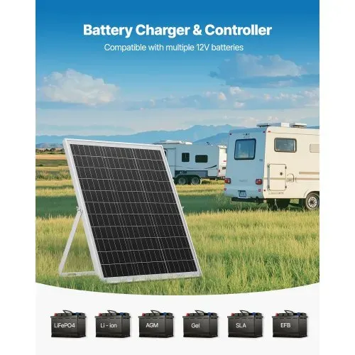 VEVOR 12V Monokristallines Solarpanel-Kit 25 W, Batterieladegerät mit intelligentem MPPT-Controller & verstellbarer Halterung, IP67 wasserdicht für Auto, Boot, Wohnmobil, Motorradanhänger – Bild 3