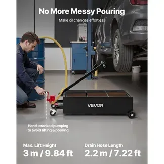 VEVOR Ölablasswanne mit niedrigem Profil, 94,6 L, Ölablasswagen mit Pumpe, 2,2 m Schlauch & T-Klappgriff, auslaufsicher & korrosionsbeständig, für Autos, SUVs, LKWs, Geländefahrzeuge, schwarz VEVOR Ölablasswanne mit niedrigem Profil, 94,6 L, Ölablasswagen mit Pumpe, 2,2 m Schlauch & T-Klappgriff, auslaufsicher & korrosionsbeständig, für Autos, SUVs, LKWs, Geländefahrzeuge, schwarz