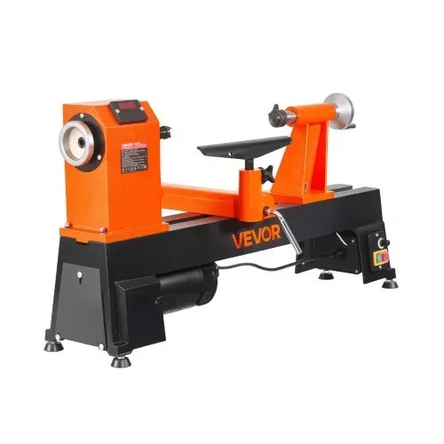 VEVOR Drechselbank 355 x 508 mm 750 W 1 PS Holzdrehmaschine 150-3500 U/min für Tischbeine und Spazierstöcke, Robuster Gusseisenrahmen, Überstromschutz, Erhöhungsblock und Zubehör für Holzarbeiten – Bild 9