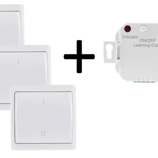 Funk Starter-Set No.5 „Pilota Casa“ 3x Wandschalter + UP Empfänger Funk Starter-Set No.5 „Pilota Casa“ 3x Wandschalter + UP Empfänger