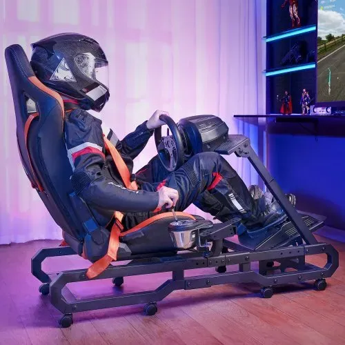 VEVOR Rennlenkradständer mit Rädern für Logitech G923/G920/G29, robustes Fahrsimulator-Cockpit aus Stahl – Thrustmaster T248P, Lenkradhalterung und Fußpedal verstellbar, maximale Belastung 150 kg – Bild 7