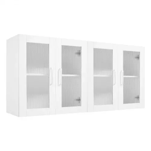 VEVOR Wandschrank für Waschküche, 2-stöckiger Wandhängeschrank mit verstellbarer Ablage, Küchenschrank mit 4 Türen, für Küche Bad Wäscherei, 122x30,x61 cm, 72,6 kg belastbarer Oberschrank – Bild 10