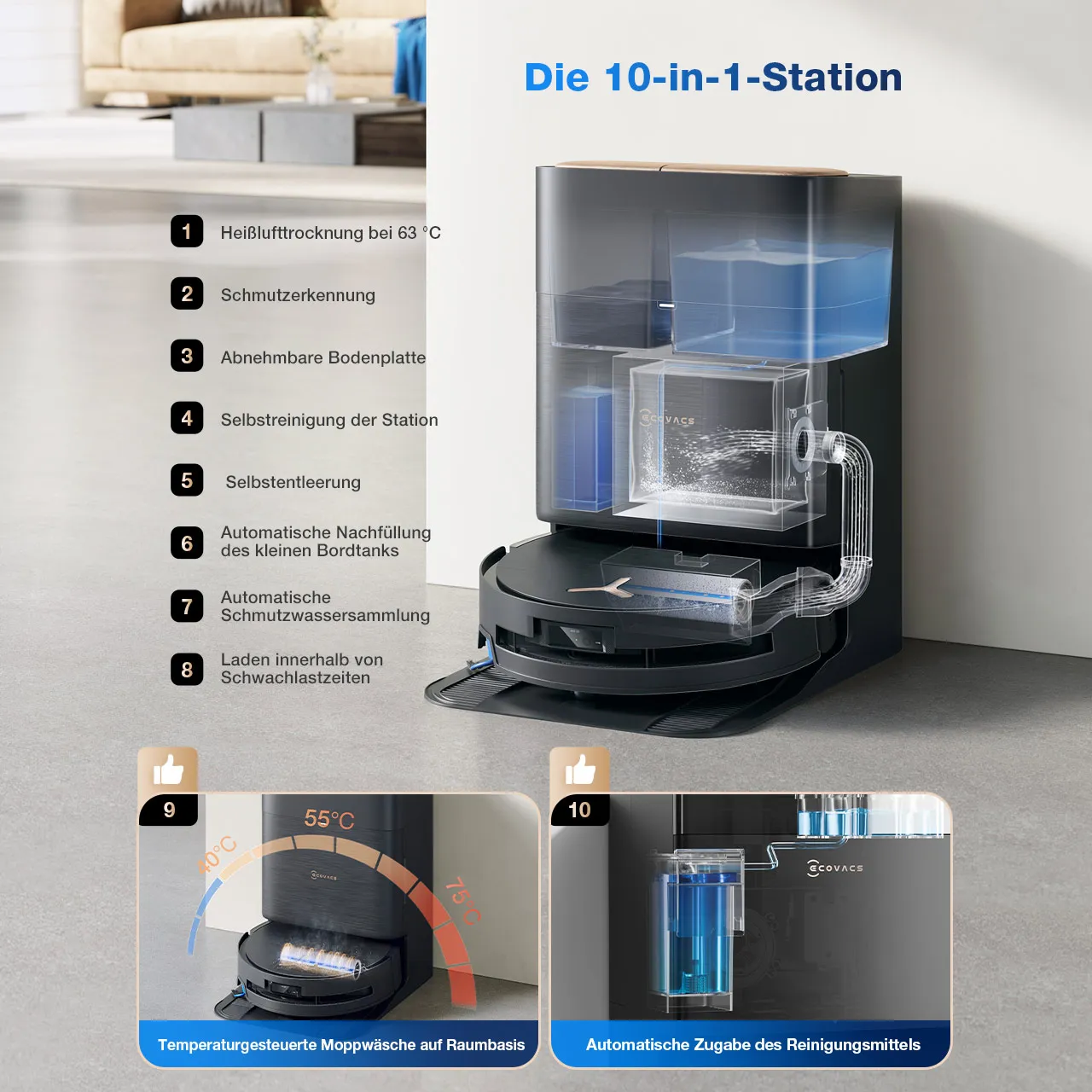 Ecovacs Deebot X9 Pro Omni Schwarz – Bild 7