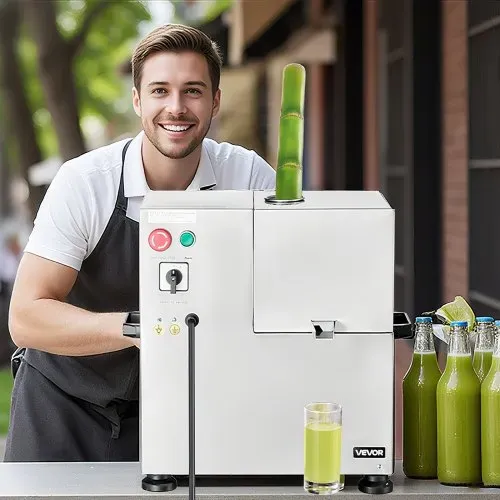 VEVOR kommerzieller Zuckerrohr-Entsafter, 800 W elektrischer Zuckerrohr-Entsafter mit 300 kg/h hoher Leistung, 4 Edelstahlwalzen, Zuckerrohrpresse Saftmaschine (55 x 38 x 52 cm) – Bild 7