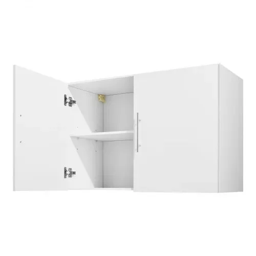 VEVOR Wandschrank für Waschküche, 2-stöckiger Wandhängeschrank mit verstellbarer Ablage, Küchenschrank mit 2 Türen, für Küche Bad Wäscherei, 40,6 x 91,4 x 61 cm (T x B x H), Oberschrank Weiß – Bild 9