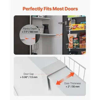 VEVOR Vorratsschrank Speisekammer-Organizer Aufbewahrung über der Tür, 6-stufige Gewürzregale zum Aufhängen aus Stahl, verstellbare Lagerregale für die Wand, für Zuhause Küche Badezimmer, weiß VEVOR Vorratsschrank Speisekammer-Organizer Aufbewahrung über der Tür, 6-stufige Gewürzregale zum Aufhängen aus Stahl, verstellbare Lagerregale für die Wand, für Zuhause Küche Badezimmer, weiß