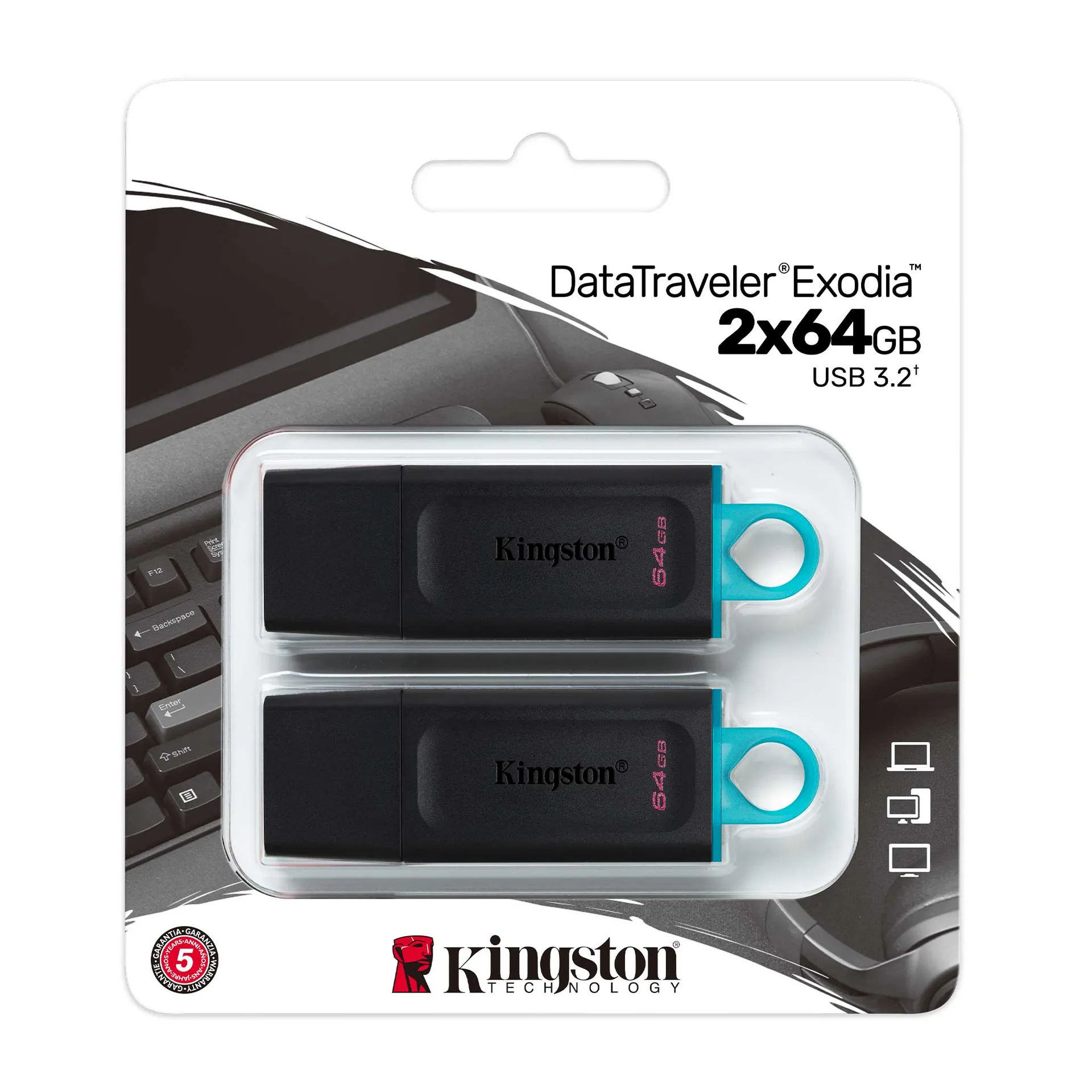 Kingston Technology DataTraveler ® Exodia Schwarz + Türkis - 2 Stück – USB 3.2 USB-Stick – Bild 6