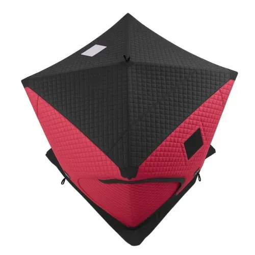 VEVOR Eisangelzelt Eisfischerzelt für 3-4 Personen 1,8x1,8x2m Zelt Isoliert, für Winterfischen, 3,13 m² Fläche, 600D 4-Lagiges Gewebe, Tragbares, Hub-Style-Angelzelt mit Ankern, Seilen, Tragetasche, Rot – Bild 9