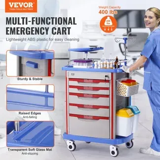 VEVOR Laborwagen Laborhilfswagen 5-stöckig, mobiler medizinischer Wagen aus PP-Material, mit 4 leisen Rädern & 5 Schubladen, Laborrollwagen Salonwagen für Labor, Klinik, Krankenhaus, Salon, Blau VEVOR Laborwagen Laborhilfswagen 5-stöckig, mobiler medizinischer Wagen aus PP-Material, mit 4 leisen Rädern & 5 Schubladen, Laborrollwagen Salonwagen für Labor, Klinik, Krankenhaus, Salon, Blau