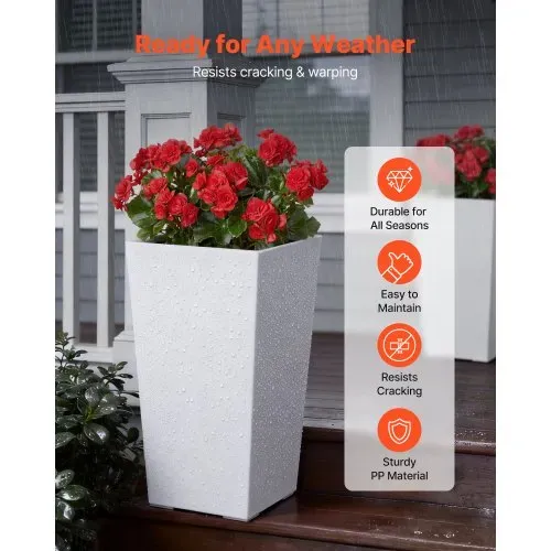 VEVOR Pflanztopf 300x300x550 mm 2er-Set, Blumentopf, Blumenkübel, PP-Pflanzgefäß, Planzkübel, Pflanzkasten mit Innentopf, Geeignet für Zimmer- & Gartenpflanzen, weiß VEVOR Pflanztopf 300x300x550 mm 2er-Set, Blumentopf, Blumenkübel, PP-Pflanzgefäß, Planzkübel, Pflanzkasten mit Innentopf, Geeignet für Zimmer- & Gartenpflanzen, weiß