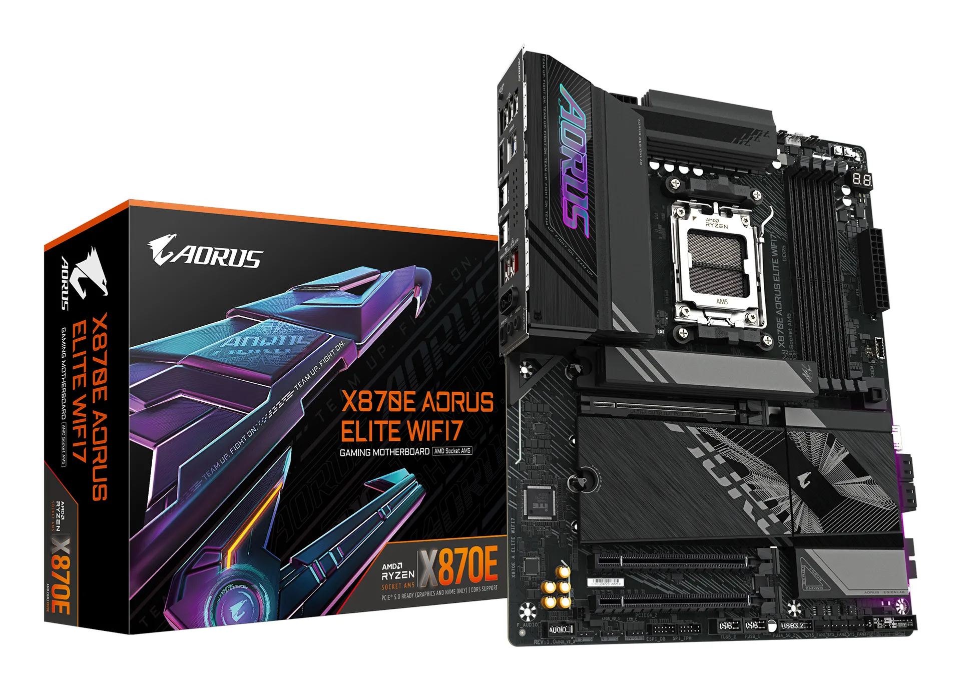 GIGABYTE X870E AORUS ELITE WIFI7 Mainboard – Unterstützt AMD Ryzen 9000 CPUs, 16+2+2 Phasen digitales VRM, bis zu 8000Hz DDR5 (OC), 3xPCIe 5.0 + 1xPCIe 4.0, Wi-Fi 7, 2.5GbE LAN, USB 4 GIGABYTE X870E AORUS ELITE WIFI7 Mainboard – Unterstützt AMD Ryzen 9000 CPUs, 16+2+2 Phasen digitales VRM, bis zu 8000Hz DDR5 (OC), 3xPCIe 5.0 + 1xPCIe 4.0, Wi-Fi 7, 2.5GbE LAN, USB 4