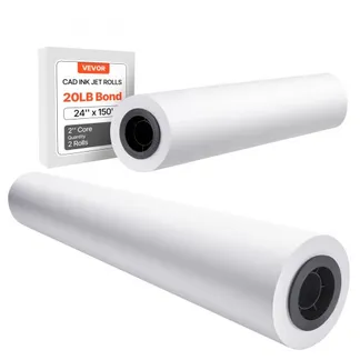 VEVOR Breitformatpapier Papierrollen 609,6 mm (B) / 45,7 m (L), 2 Rollen 20 lb Plotterpapierrollen ideal für CAD-Zeichnungen technische Pläne GIS-Karten Architekturentwürfe Plotterpapier VEVOR Breitformatpapier Papierrollen 609,6 mm (B) / 45,7 m (L), 2 Rollen 20 lb Plotterpapierrollen ideal für CAD-Zeichnungen technische Pläne GIS-Karten Architekturentwürfe Plotterpapier