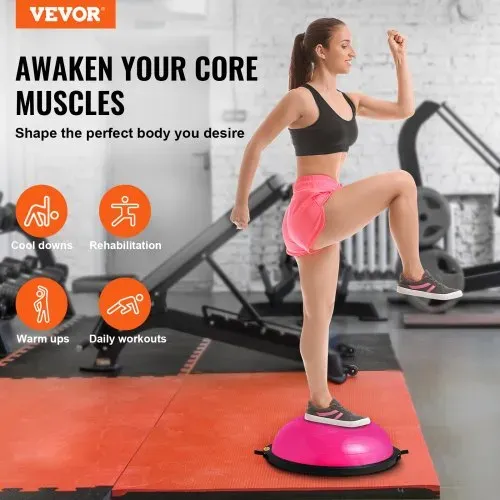 VEVOR Halb-Gymnastikball-Trainer, 66 cm Balance-Ball-Trainer, 680 kg Tragkraft Stabilitätsball, Yoga-Ball mit Widerstandsbändern & Fußpumpe, Yogaball Kraft-Fitnessball im Heim-Fitnessstudio, Rosa VEVOR Halb-Gymnastikball-Trainer, 66 cm Balance-Ball-Trainer, 680 kg Tragkraft Stabilitätsball, Yoga-Ball mit Widerstandsbändern & Fußpumpe, Yogaball Kraft-Fitnessball im Heim-Fitnessstudio, Rosa