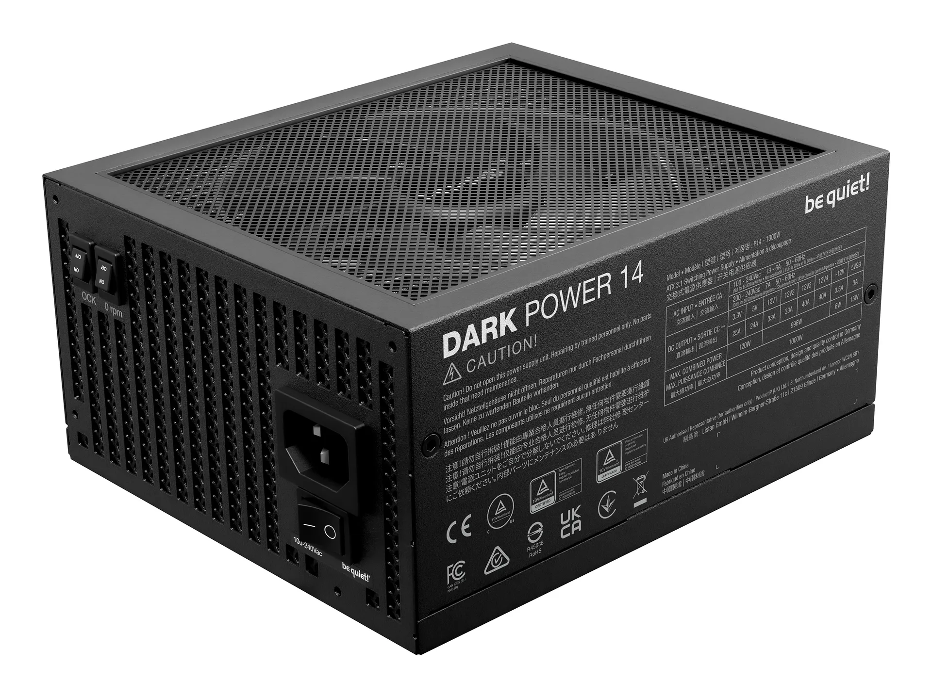 be quiet! Dark Power 14 1000 W - 80 Plus Titanium Netzteil 20+4 pin ATX ATX Schwarz – Bild 3
