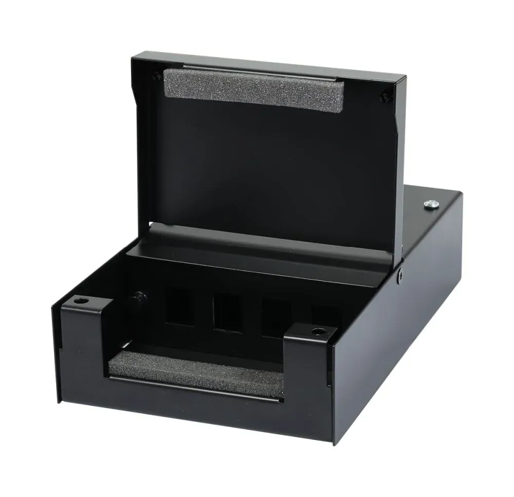 Keystone, Modulträger, Patchpanel für 4x TP-Modul, Aufputz, Metallklappbox(Consolidation Point Box), Schwarz, Synergy 21, – Bild 4
