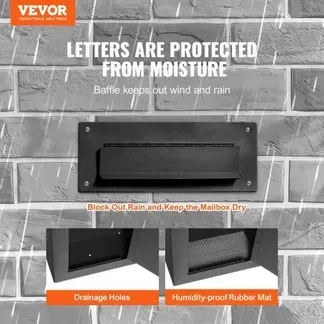 VEVOR Mauerdurchwurf Briefkasten, robuster Einbaubriefkasten aus Stahl für Wände mit einer Dicke von 70 bis 200 mm, Zahlenschloss, 330 x 178 x 430 mm Mauerbriefkasten, schwarz VEVOR Mauerdurchwurf Briefkasten, robuster Einbaubriefkasten aus Stahl für Wände mit einer Dicke von 70 bis 200 mm, Zahlenschloss, 330 x 178 x 430 mm Mauerbriefkasten, schwarz