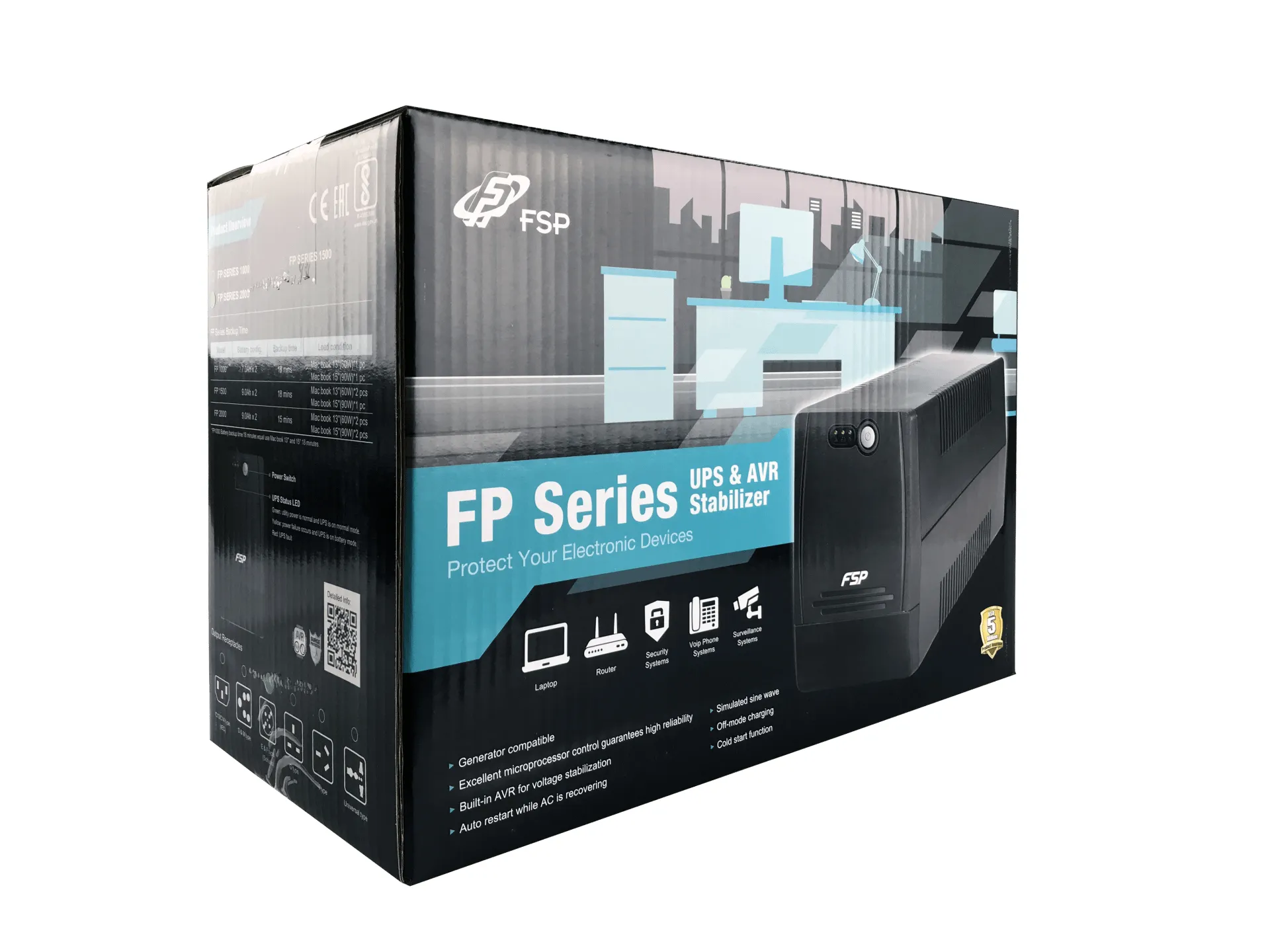 FSP FP 1500 Unterbrechungsfreie Stromversorgung (USV) Line-Interaktiv 1,5 kVA 900 W 4 AC-Ausgänge – Bild 4