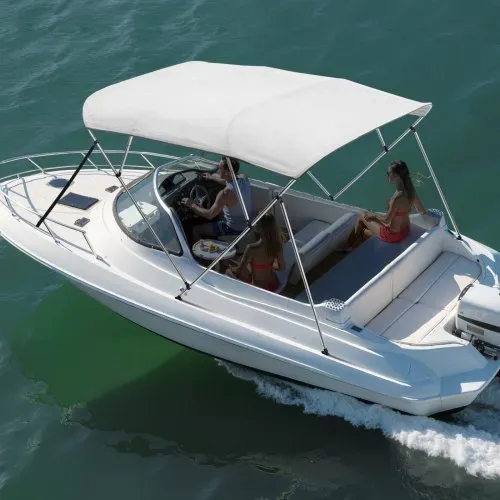 VEVOR Bimini Top Bootsabdeckung Sonnenverdeck (4 Bögen) aus 600D Polyester mit Rahmen aus Aluminiumlegierung, wasserdichte Sonnenschutz-Bootsmarkise mit Aufbewahrungstasche, 216-229 cm Hellgrau – Bild 7