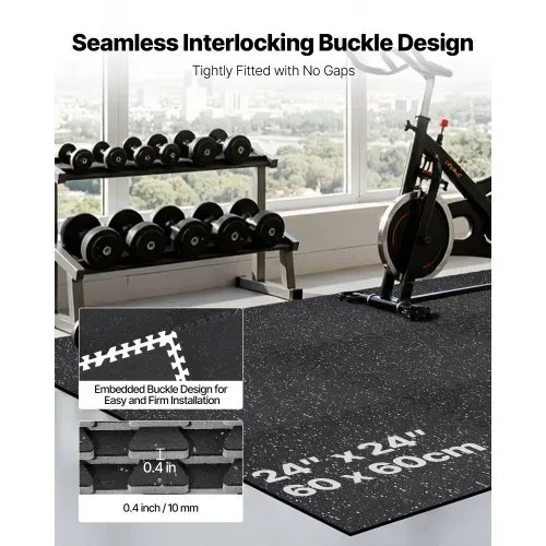 VEVOR 24 x Puzzlematte Bodenschutzmatte 61 x 61 x 1 cm, Hochdichte EVA-Schaumstoffmatte, Ineinandergreifende Fitnessmatte Gymnastikmatte Sportmatte, Trainingsmatte (Schwarz) mit Grauen Punkten – Bild 4