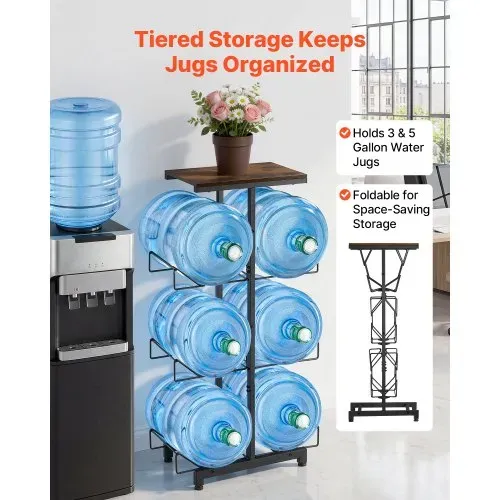 VEVOR Wasserkrughalter 4-Stufig, Doppelreihen, für 6 Flaschen, Wasserkrugregal, Wasserspenderregal, Wasserflaschenregal Wasserbehälterregal für Küche, Büro & Wohnzimmer, Schwarz & Braun VEVOR Wasserkrughalter 4-Stufig, Doppelreihen, für 6 Flaschen, Wasserkrugregal, Wasserspenderregal, Wasserflaschenregal Wasserbehälterregal für Küche, Büro & Wohnzimmer, Schwarz & Braun