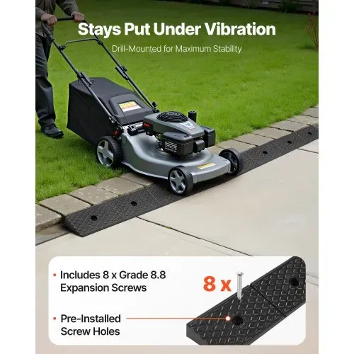 VEVOR Bordsteinrampe aus Gummi, 15 T Tragkraft, Auffahrtsrampe 5,08 cm hohe, robuste Schwellenrampe mit Ablauftank für Rollstühle, Kinderwagen, Motorräder, Autos, Rasenmäher & Anhänger, 2er-Pack – Bild 4