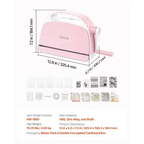 VEVOR Manuelle Stanz- & Prägemaschine, 152 mm, Tragbares Stanzmaschinen-Set mit Stanzformen, Prägefoldern, Papierbögen, Schneideplatten, für Scrapbooking, Kartenherstellung & Bastelarbeiten – Bild 6