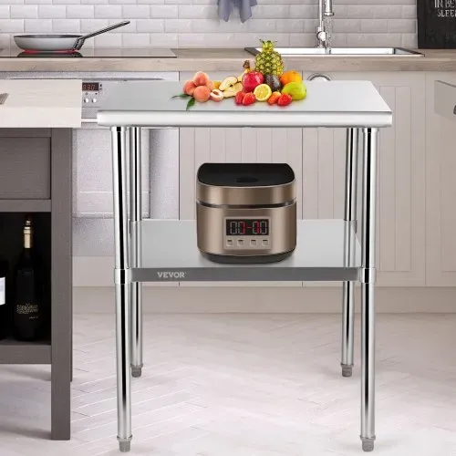 VEVOR Kommerzieller Edelstahltisch 76,2 x 76,2 x 91,4 cm, Edelstahl Zweilagiger Arbeitstisch Zerlegetisch Gastro 226 kg + 136 kg Tragfähigkeit, Gewerbe Küchentisch, Zubereitungstisch Küchenmöbel – Bild 7