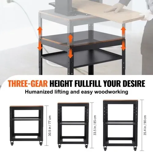 VEVOR Maschinenständer Dickenhobel 70,3×60,3×90cm Untergestell Dickenhobelmaschine Stahl & MDF Max. Belastbarkeit 45kg Maschinentisch höhenverstellbar Kompitable mit meisten Hobelmaschinen Sägen – Bild 2
