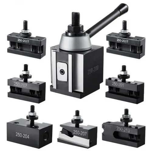 VEVOR Schnellwechsel-Werkzeughalter-Set, 8-teilig, Stahlhalter, Kolbenbauart, für Mini-Drehmaschinen und Metalldrehmaschinen mit 254-381mm Umlaufdurchmesser, langlebiges Stahlmaterial, ideale für Ihre Werkstatt – Bild 8
