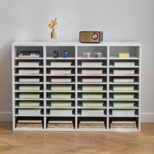 VEVOR Literatur-Organizer Dokumentenablage mit 36 Fächern & einstellbaren Regalen, Aktensortierer Briefablage Dokumentenlager aus Spanplatten und MDF, Aufbewahrung für Büro Klassenzimmer Weiß – Bild 7