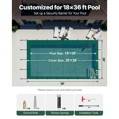 VEVOR Rechteckige Schwimmbadabdeckung 5,5X10,9M für alle Arten von Pools wie Haus, Garten, Hotel, Technik, um Ihren Pool besser zu schützen Grün Winter Outdoor geeignet VEVOR Rechteckige Schwimmbadabdeckung 5,5X10,9M für alle Arten von Pools wie Haus, Garten, Hotel, Technik, um Ihren Pool besser zu schützen Grün Winter Outdoor geeignet