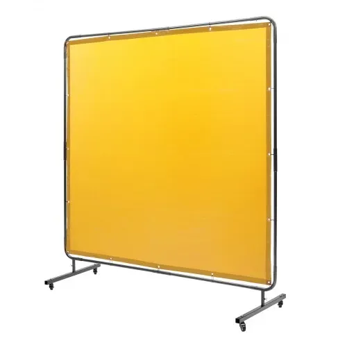 VEVOR Schweißvorhang 1,8 x 1,8 m Schweißschutzvorhang aus Flammhemmendem Vinyl Schweißschutzwand mit 4 Schwenkrädern und einem 6-stufigen UV-Schutz Schweißerdecke Schweißschutz Gelb – Bild 10