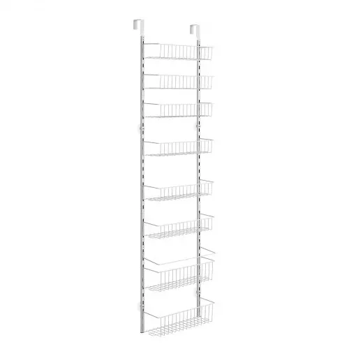 VEVOR Vorratsschrank Speisekammer-Organizer Aufbewahrung über der Tür, 8-stufige Gewürzregale zum Aufhängen aus Stahl, verstellbare Lagerregale für die Wand, für Zuhause Küche Badezimmer, Weiß – Bild 10