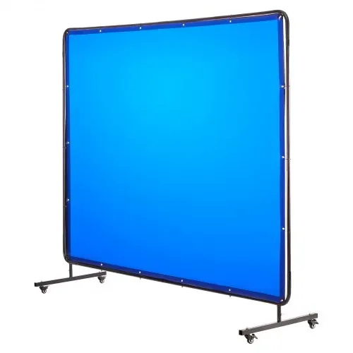 VEVOR Schweißvorhang, 1740x2340 mm Schweißschutzwand, flammhemmende Vinyl-Schweißschutzwand mit feststellbaren Schwenkrädern und 6-stufigem UV-Schutz für Werkstatt-/Industrieeinsatz, Blau – Bild 8