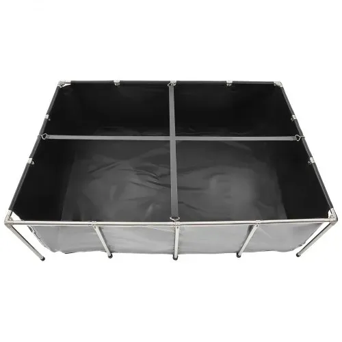 VEVOR Fischteich aus Segeltuch, 1781,3 L Fischtank, PVC-Koi-Tank mit transparentem Sichtfenster, Aquarium mit Edelstahlrahmen & Ablassventil, für Zucht von Koi, Goldfisch (schwarz) – Bild 9