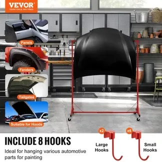 VEVOR Lackierständer, 1,5 – 2,1 m höhenverstellbar, 30 kg Tragkraft, Lackierständer für Autos, Lackiertrocknerständer mit 8 Haken und 4 Schwenkrädern, Karosserieständer für Autowerkstätten und Garagen VEVOR Lackierständer, 1,5 – 2,1 m höhenverstellbar, 30 kg Tragkraft, Lackierständer für Autos, Lackiertrocknerständer mit 8 Haken und 4 Schwenkrädern, Karosserieständer für Autowerkstätten und Garagen