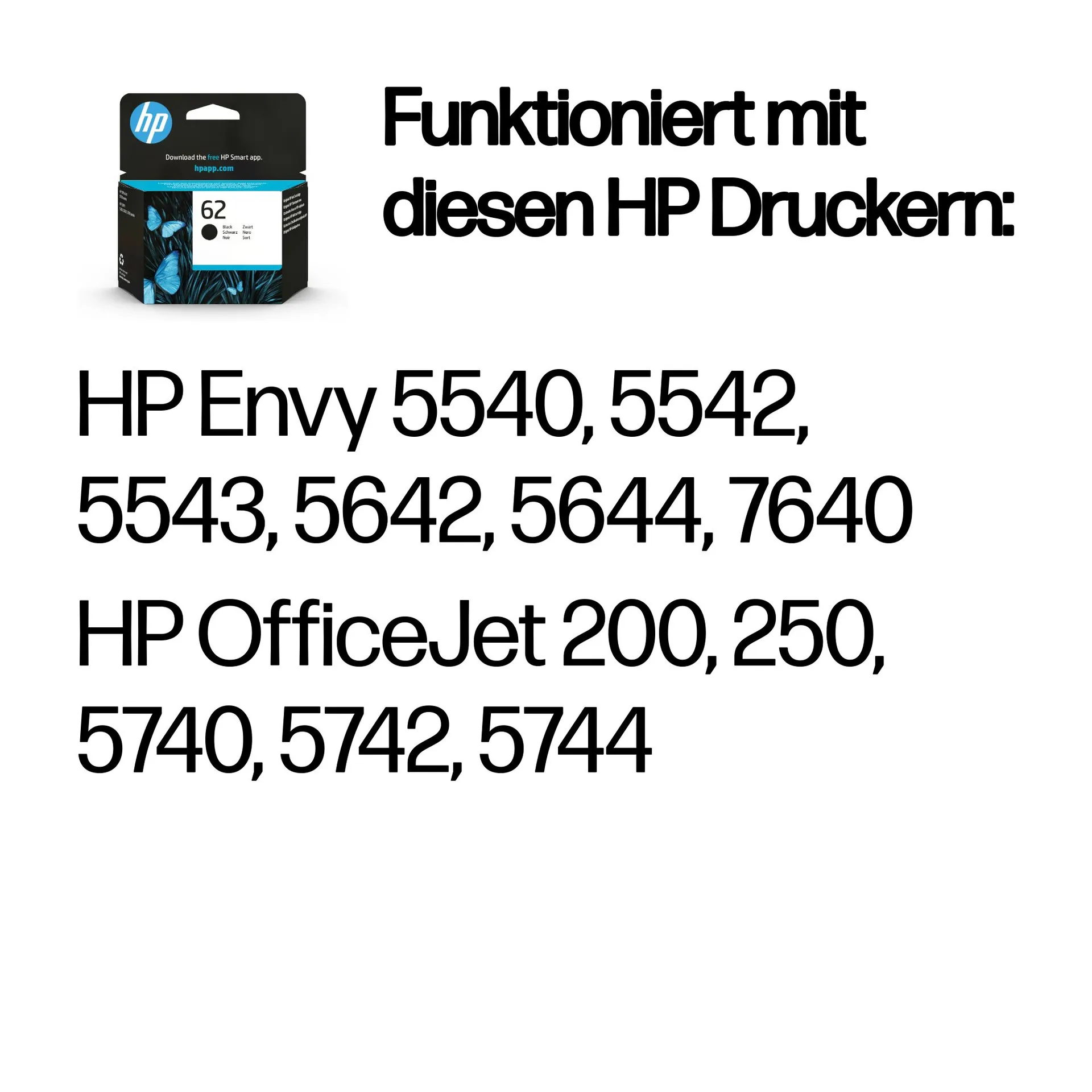 HP 62 Schwarz Original Druckerpatrone – Bild 2