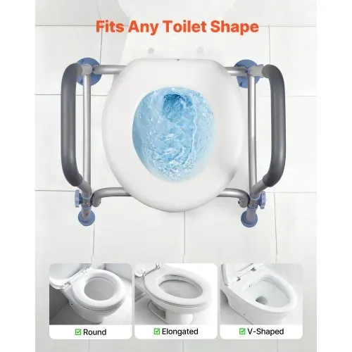 VEVOR Toilettensitzerhöhung Toilettenerhöhung mit Armlehnen & 136 kg Tragkraft & 4 Beinen, höhenverstellbarer erhöhter Toilettensitz mit Spritzschutz für ältere Menschen Senioren Schwangere – Bild 2