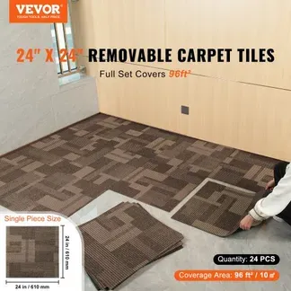 VEVOR Teppichfliesen, 610 x 610 mm, Teppichboden mit angebrachter Polsterung, weich gepolsterte Teppichfliesen, einfache DIY-Installation für Schlafzimmer und Wohnzimmer (24 Stk., gemischtes Braun) VEVOR Teppichfliesen, 610 x 610 mm, Teppichboden mit angebrachter Polsterung, weich gepolsterte Teppichfliesen, einfache DIY-Installation für Schlafzimmer und Wohnzimmer (24 Stk., gemischtes Braun)
