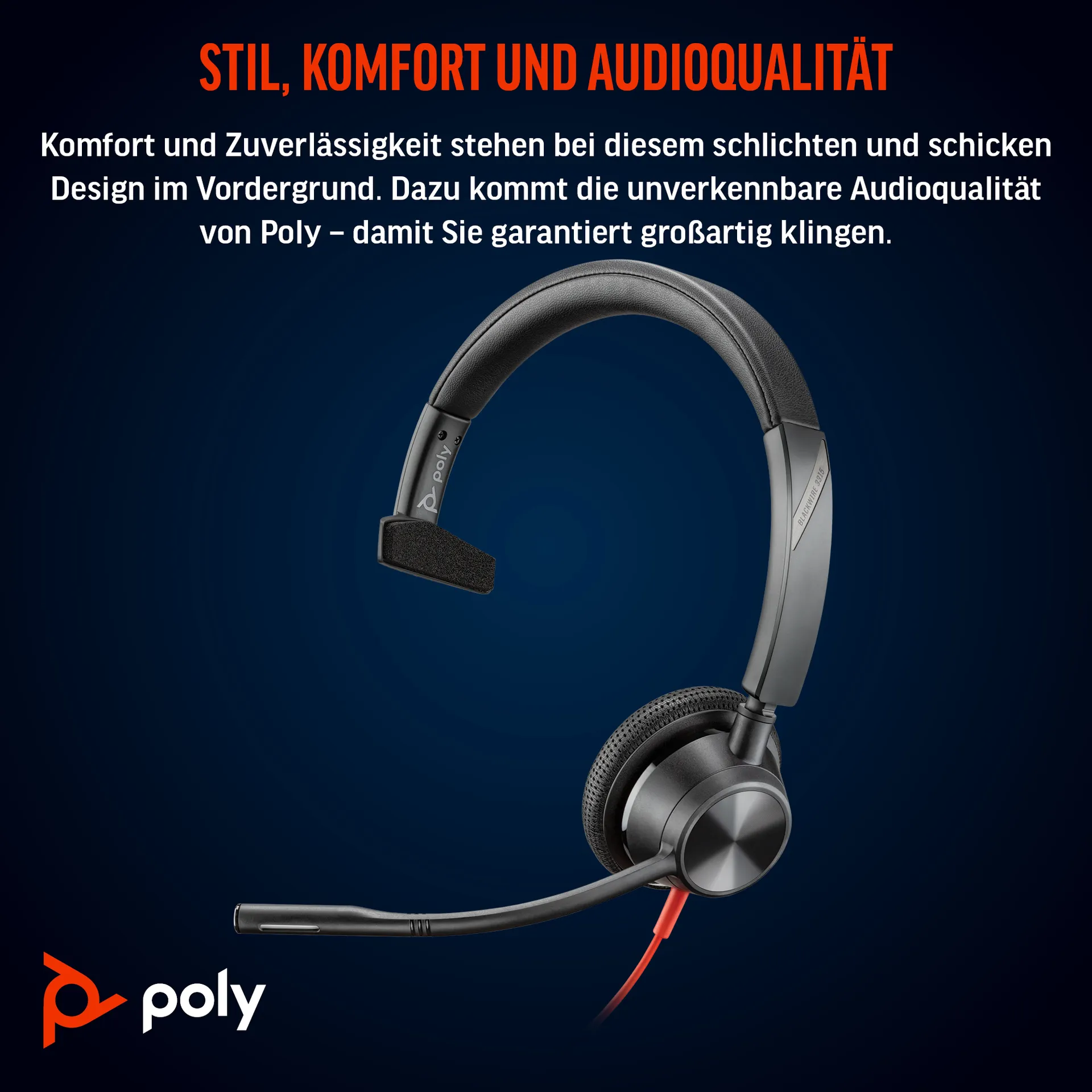 HP Poly Blackwire 3315 Monaurales USB-C-Headset, zertifiziert für Microsoft Teams, + 3,5-mm-Stecker + USB-C/A-Adapter – Bild 5