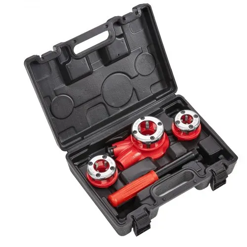 VEVOR Gewindeschneidkluppe Set, 1/2 Zoll NPT, 3/4 Zoll NPT, 1 Zoll NPT, Gewindeschneider, Rohrschneider Set mit 3 NPT-Matrizen, Aufbewahrungskoffer für verzinkte Aluminium-, Eisen- & Kupferrohre – Bild 10