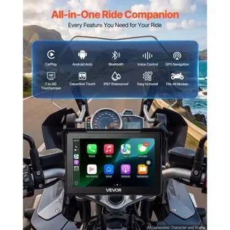 VEVOR Motorrad-Navi 7 Zoll Display mit Apple CarPlay Android Auto Schwarz, für Straßenmotorräder, Cruiser, Touring-Motorräder und ATVs, mit Dual-Bluetooth, IP67-Wasserschutz und inkl. Montagehalterung VEVOR Motorrad-Navi 7 Zoll Display mit Apple CarPlay Android Auto Schwarz, für Straßenmotorräder, Cruiser, Touring-Motorräder und ATVs, mit Dual-Bluetooth, IP67-Wasserschutz und inkl. Montagehalterung