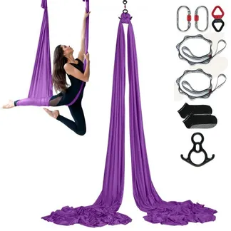VEVOR Aerial Yoga Hängematte Set 8 x 2,8 m, Lila Aerial Yoga Swing Air Fliegen, Indoor Aerial Yoga Hammock Swing 1000 kg Max. Tragfähigkeit, inkl. Yoga-Socken & Stahlkarabiner & Alu-Drehgelenk VEVOR Aerial Yoga Hängematte Set 8 x 2,8 m, Lila Aerial Yoga Swing Air Fliegen, Indoor Aerial Yoga Hammock Swing 1000 kg Max. Tragfähigkeit, inkl. Yoga-Socken & Stahlkarabiner & Alu-Drehgelenk