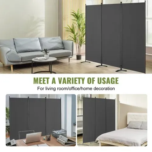 VEVOR Raumteiler Trennwand 3-teiliger Paravent Stellwand, faltbarer Sichtschutz für Büro Schlafzimmer Esszimmer Arbeitszimmer Balkon, Raumtrenner freistehend (228 x 52 x 184 cm), Grau – Bild 5