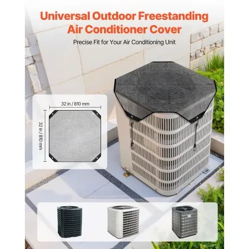 VEVOR Klimaanlagenabdeckung für Außengeräte, 810 x 810 mm, Schutzabdeckung für Klimaanlagen, PVC Netzabdeckung mit elastischen Haken, reißfest, für den Außenbereich, alle Jahreszeiten, schwarz VEVOR Klimaanlagenabdeckung für Außengeräte, 810 x 810 mm, Schutzabdeckung für Klimaanlagen, PVC Netzabdeckung mit elastischen Haken, reißfest, für den Außenbereich, alle Jahreszeiten, schwarz