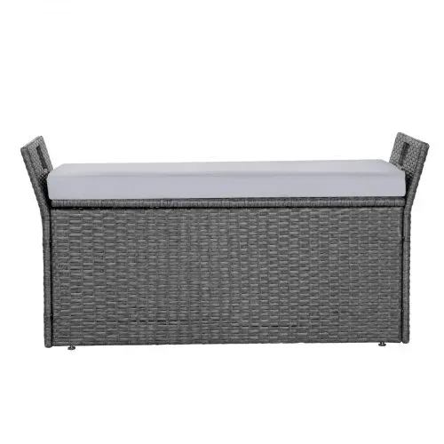 VEVOR Gartenbank mit Stauraum 180 kg, PE-Rattan-Sitzbank, Sitztruhe mit Kissen & seitlichem Griff, Aufbewahrungsbank, Sitzgelegenheit & Veranda-Dekor für Terrasse, Garten & Balkon, 104x45x52cm – Bild 9