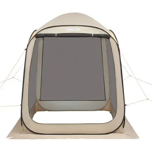 VEVOR Campingzelt, 182,88x182,88x219,4 cm, Partyzelt für 4-6 Personen, Pop Up Zelt mit Tragetasche, Netz-Seitenwänden und Heringen, für Garten, Terrasse und Outdoor-Aktivitäten, Beige – Bild 9