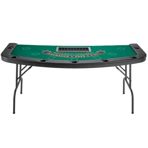VEVOR klappbarer Pokertisch für 7 Spieler (183 cm) Kasino-Freizeittisch mit gepolsterten Schienen & Getränkehaltern, Halbovale tragbare Spieltische mit Filz- und Metallbeinen, Texas Hold’em Poker – Bild 9