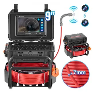 VEVOR Kanalkamera, 30 m, Selbstnivellierende Rohrinspektionskamera mit 512-Hz-Sender, Entfernungszähler, 9-Zoll-Bildschirm, 1080P HD-Rohrkamera mit 12 LEDs und 32-GB-Karte, Endoskop Kanalrohre VEVOR Kanalkamera, 30 m, Selbstnivellierende Rohrinspektionskamera mit 512-Hz-Sender, Entfernungszähler, 9-Zoll-Bildschirm, 1080P HD-Rohrkamera mit 12 LEDs und 32-GB-Karte, Endoskop Kanalrohre